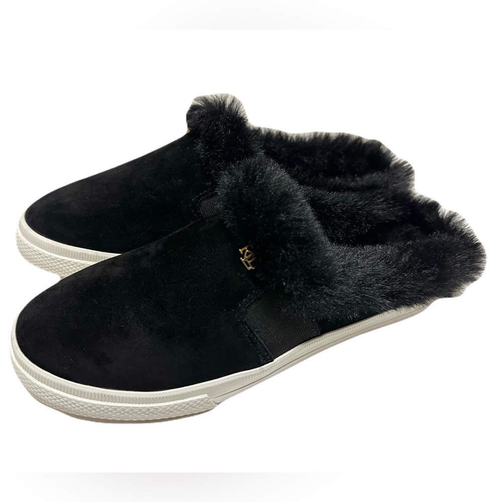 NEW Lauren Ralph Lauren Size 6.5 Black Sheep Suede Jimmy Mule Sneaker w Faux Fur - Picture 5 of 7